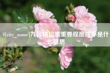 宁阳九宫格位置重要程度排序是什么意思